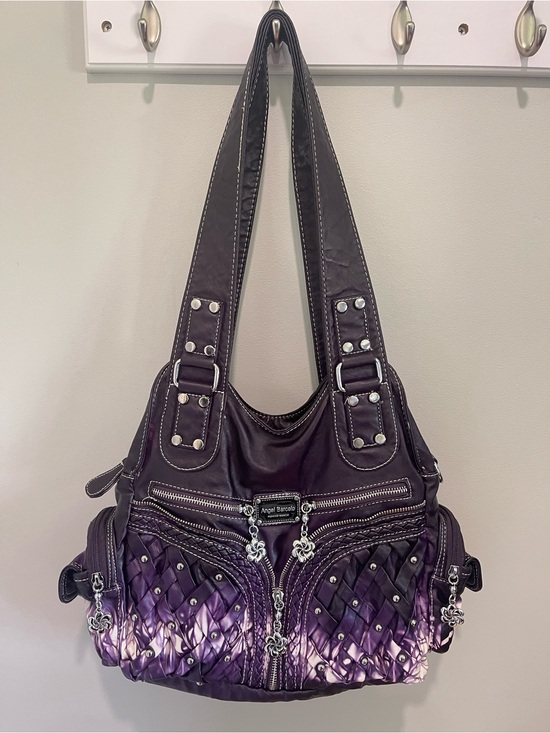 Angel Kiss Handbags - Angel Barcelo Purple Tie-Dye Woven Studded Shoulder Bag